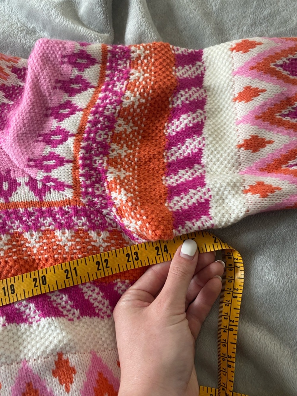 St John's Bay Fair Isle Geometric Crewneck Sweater pink/orange Sz XL - Picture 7 of 7